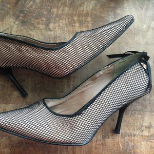 Beverly Feldman Fishnet Heels, Size 9